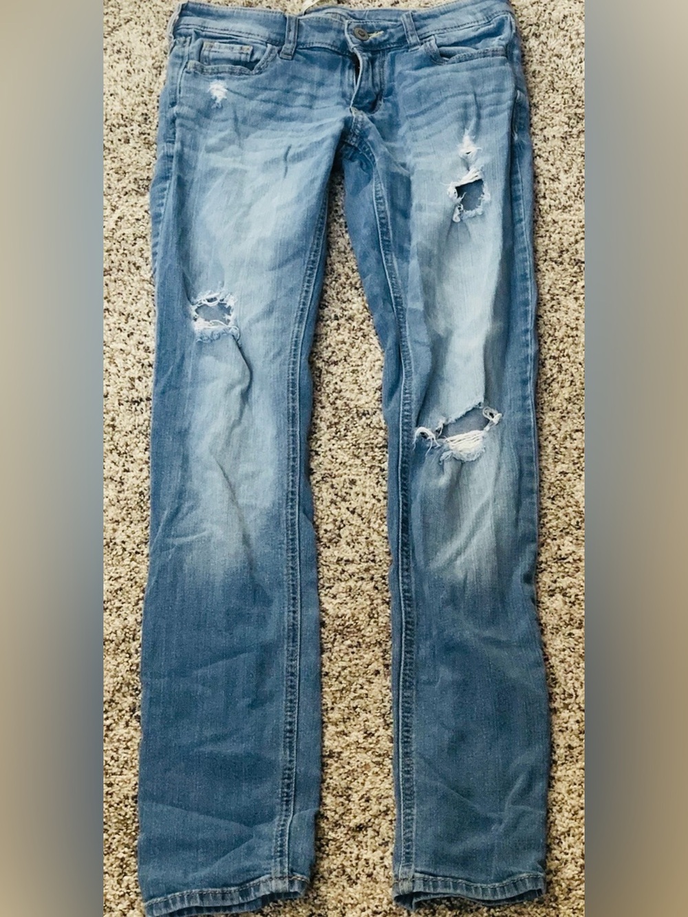 Hollister Womens Blue Jeans Size 0 Regular 24”x31” Distressed Mid Rise Skinny